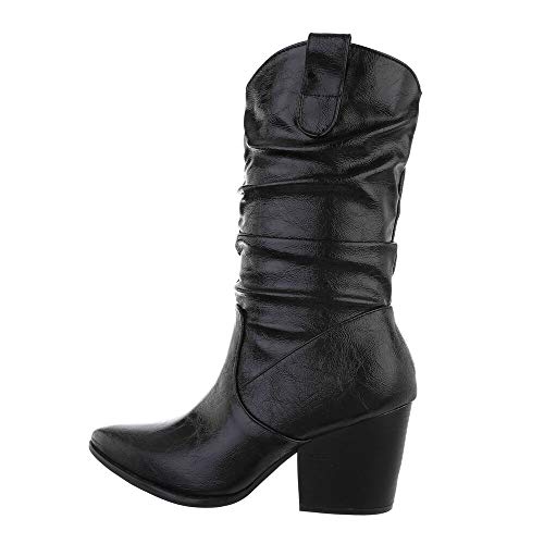 Ital Design Damenschuhe Stiefel Western- & Bikerstiefel, OM5323-1-, Kunstleder, Schwarz, Gr. 38 von Ital Design