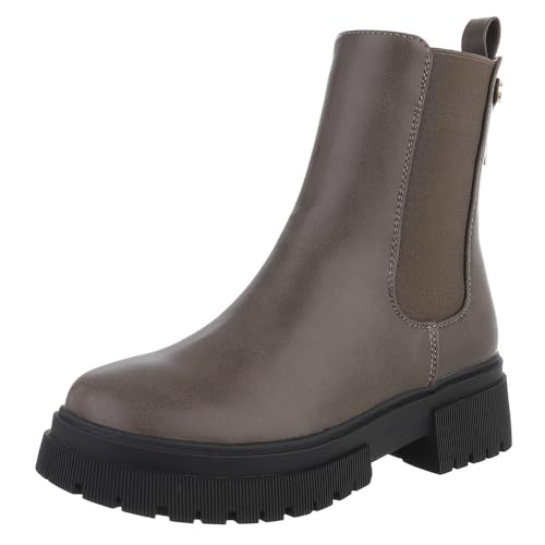 Ital Design Damenschuhe Stiefeletten Chelsea Boots, 0-652-, Kunstleder, Grau, Gr. 38 von Ital Design