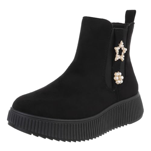 Ital Design Damenschuhe Stiefeletten Chelsea Boots, 25819-, Textil, Schwarz, Gr. 40 von Ital Design