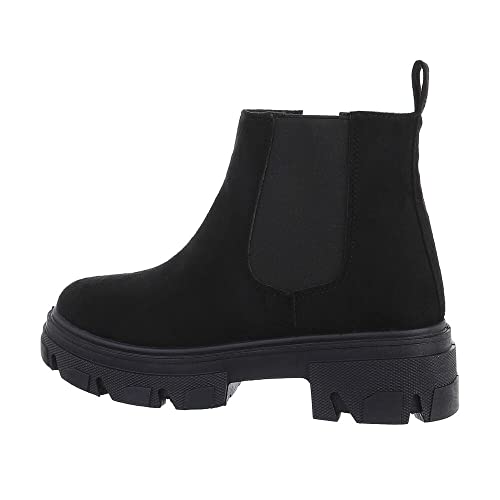 Ital Design Damenschuhe Stiefeletten Chelsea Boots, 6688-10-, Kunstleder, Schwarz, Gr. 40 von Ital Design