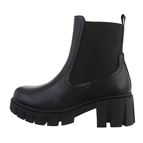 Ital Design Damenschuhe Stiefeletten Chelsea Boots, 8070-1-, Kunstleder, Schwarz, Gr. 36 von Ital Design