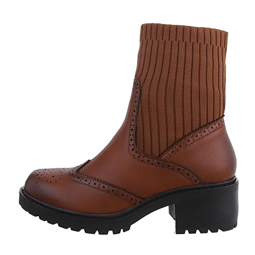 Ital Design Damenschuhe Stiefeletten Chelsea Boots, 8666-, Kunstleder, Camel, Gr. 39 von Ital Design