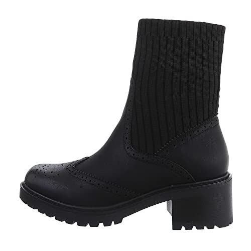 Ital Design Damenschuhe Stiefeletten Chelsea Boots, 8666-, Kunstleder, Schwarz, Gr. 36 von Ital Design