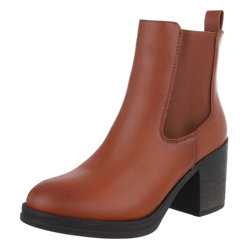 Ital Design Damenschuhe Stiefeletten Chelsea Boots, 9490-, Kunstleder, Camel, Gr. 41 von Ital Design