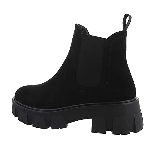 Ital Design Damenschuhe Stiefeletten Chelsea Boots, DE323S-, Kunstleder, Schwarz, Gr. 37 von Ital Design