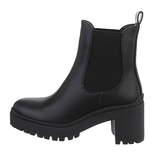 Ital Design Damenschuhe Stiefeletten Chelsea Boots, DES620P-, Kunstleder, Schwarz, Gr. 38 von Ital Design