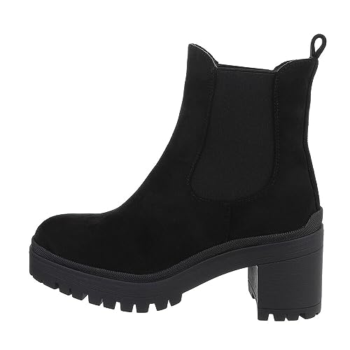 Ital Design Damenschuhe Stiefeletten Chelsea Boots, DES620S-, Textil, Schwarz, Gr. 36 von Ital Design