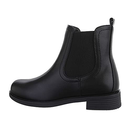 Ital Design Damenschuhe Stiefeletten Chelsea Boots, MR-15-, Kunstleder, Schwarz, Gr. 36 von Ital Design