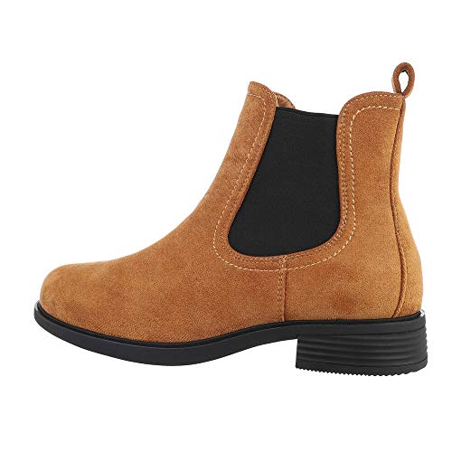 Ital Design Damenschuhe Stiefeletten Chelsea Boots, MR-9-, Kunstleder, Camel, Gr. 36 von Ital Design