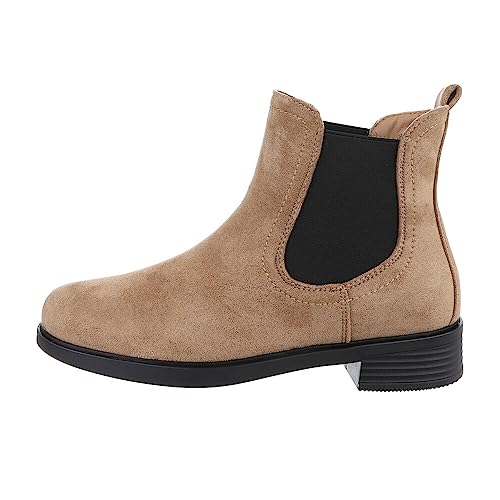 Ital Design Damenschuhe Stiefeletten Chelsea Boots, MR-9-, Kunstleder, Hellbraun, Gr. 37 von Ital Design