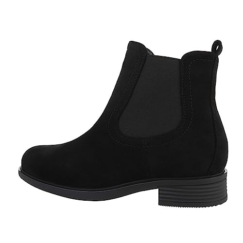 Ital Design Damenschuhe Stiefeletten Chelsea Boots, MR-9-, Kunstleder, Schwarz, Gr. 36 von Ital Design