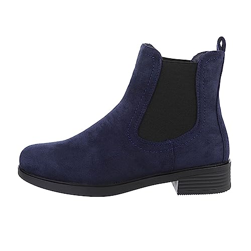 Ital Design Damenschuhe Stiefeletten Chelsea Boots, MR-9-, Textil, Dunkelblau, Gr. 36 von Ital Design