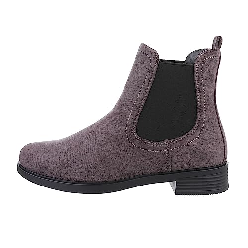 Ital Design Damenschuhe Stiefeletten Chelsea Boots, MR-9-, Textil, Grau, Gr. 36 von Ital Design