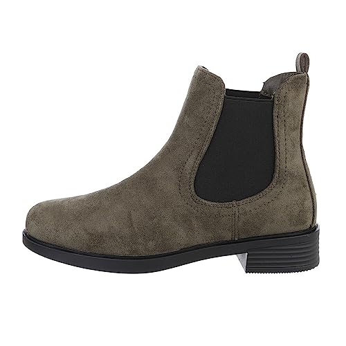 Ital Design Damenschuhe Stiefeletten Chelsea Boots, MR-9-, Textil, Olive, Gr. 36 von Ital Design