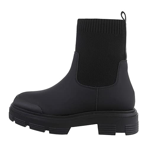 Ital Design Damenschuhe Stiefeletten Chelsea Boots, NN280-, Kunstleder, Schwarz, Gr. 41 von Ital Design