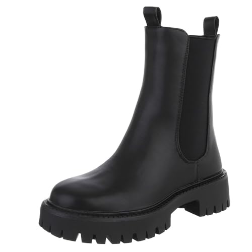 Ital Design Damenschuhe Stiefeletten Chelsea Boots, SP320-, Kunstleder, Schwarz, Gr. 37 von Ital Design