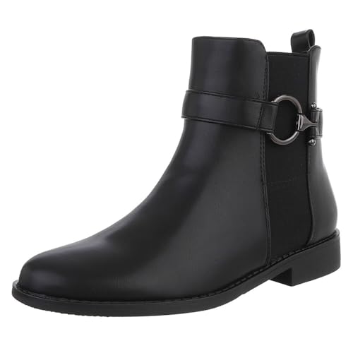 Ital Design Damenschuhe Stiefeletten Chelsea Boots, SP327-, Kunstleder, Schwarz, Gr. 38 von Ital Design