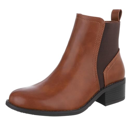 Ital Design Damenschuhe Stiefeletten Chelsea Boots, SP329-, Kunstleder, Camel, Gr. 37 Ital Design Damenschuhe Stiefeletten Chelsea Boots, SP329-, Kunstleder, Camel, Gr. 37 von Ital Design