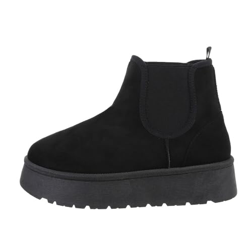 Ital Design Damenschuhe Stiefeletten Chelsea Boots, XJH-5-, Textil, Schwarz, Gr. 38 von Ital Design