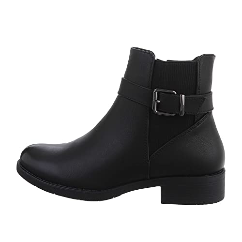 Ital Design Damenschuhe Stiefeletten Flache Stiefeletten, 2515-, Kunstleder, Schwarz, Gr. 37 von Ital Design