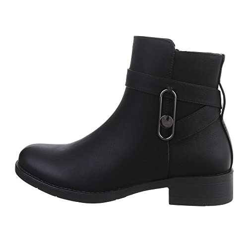 Ital Design Damenschuhe Stiefeletten Flache Stiefeletten, 5763-, Kunstleder, Schwarz, Gr. 38 von Ital Design