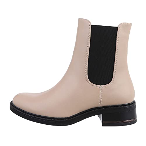 Ital Design Damenschuhe Stiefeletten Flache Stiefeletten, 6543-, Kunstleder, Beige, Gr. 36 von Ital Design