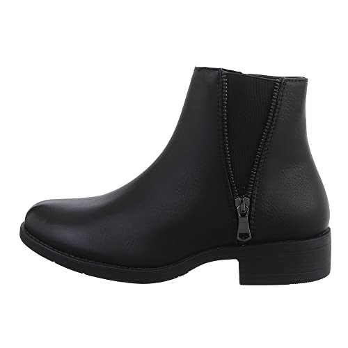 Ital Design Damenschuhe Stiefeletten Flache Stiefeletten, 8786-, Kunstleder, Schwarz, Gr. 38 von Ital Design