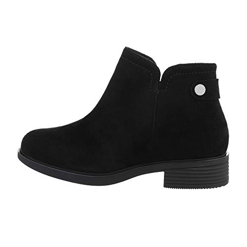 Ital Design Damenschuhe Stiefeletten Flache Stiefeletten, MR-11-, Kunstleder, Schwarz, Gr. 38 von Ital Design