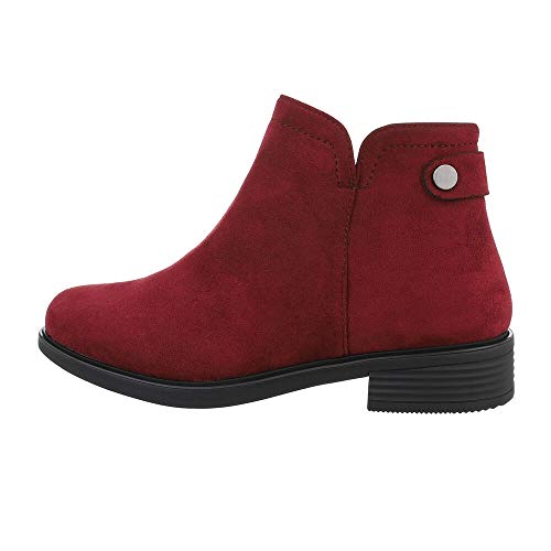 Ital Design Damenschuhe Stiefeletten Flache Stiefeletten, MR-11-, Kunstleder, Weinrot, Gr. 37 von Ital Design