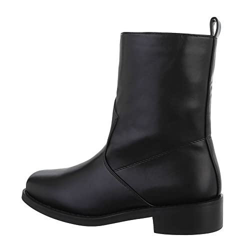 Ital Design Damenschuhe Stiefeletten Flache Stiefeletten, SP136-, Kunstleder, Schwarz, Gr. 38 von Ital Design