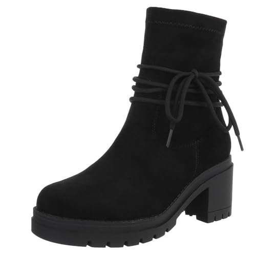 Ital Design Damenschuhe Stiefeletten High-Heel Stiefeletten, 21057-, Textil, Schwarz, Gr. 37 von Ital Design
