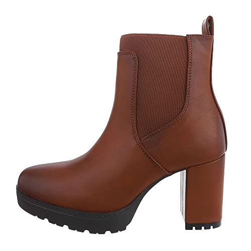 Ital Design Damenschuhe Stiefeletten High-Heel Stiefeletten, 2246-, Kunstleder, Camel, Gr. 40 von Ital Design