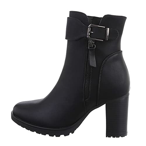 Ital Design Damenschuhe Stiefeletten High-Heel Stiefeletten, 2836-, Kunstleder, Schwarz, Gr. 39 von Ital Design