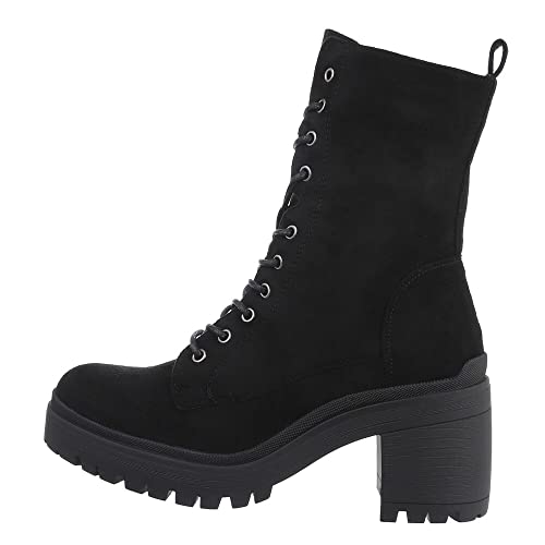 Ital Design Damenschuhe Stiefeletten High-Heel Stiefeletten, 4125-, Textil, Schwarz, Gr. 39 von Ital Design