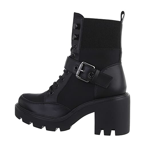 Ital-Design Damenschuhe Stiefeletten High-Heel Stiefeletten, 4218-, Kunstleder, Schwarz, Gr. 40 von Ital Design