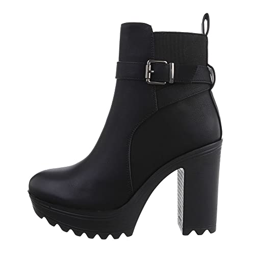 Ital Design Damenschuhe Stiefeletten High-Heel Stiefeletten, 5662-, Kunstleder, Schwarz, Gr. 40 von Ital Design