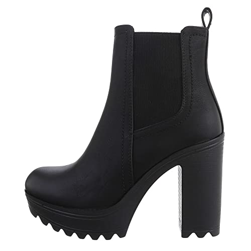 Ital Design Damenschuhe Stiefeletten High-Heel Stiefeletten, 9474-, Kunstleder, Schwarz, Gr. 41 von Ital Design