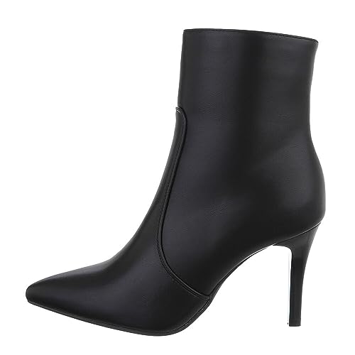 Ital Design Damenschuhe Stiefeletten High-Heel Stiefeletten, DES610P-, Kunstleder, Schwarz, Gr. 41 von Ital Design