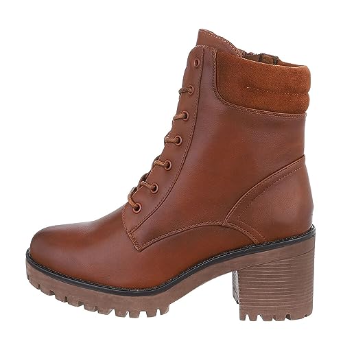 Ital Design Damenschuhe Stiefeletten High-Heel Stiefeletten, DES623P-, Kunstleder, Camel, Gr. 41 von Ital Design