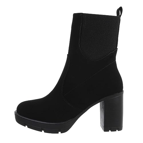 Ital Design Damenschuhe Stiefeletten High-Heel Stiefeletten, DES626-, Kunstleder, Schwarz, Gr. 39 von Ital Design