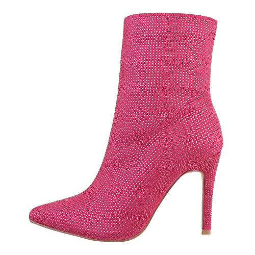 Ital Design Damenschuhe Stiefeletten High-Heel Stiefeletten, JRX2223-, Textil, Pink, Gr. 36 von Ital Design