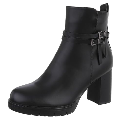 Ital Design Damenschuhe Stiefeletten High-Heel Stiefeletten, XJ-938-, Kunstleder, Schwarz, Gr. 37 von Ital Design