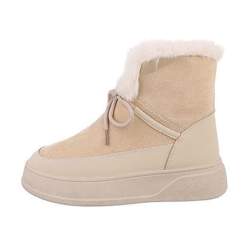 Ital Design Damenschuhe Stiefeletten Keilstiefeletten, 88-84-, Kunstleder, Beige, Gr. 36 von Ital Design