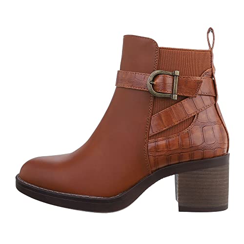 Ital Design Damenschuhe Stiefeletten Klassische Stiefeletten, 2224-, Kunstleder, Camel, Gr. 40 von Ital Design