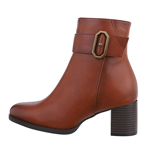 Ital Design Damenschuhe Stiefeletten Klassische Stiefeletten, 3848-, Kunstleder, Camel, Gr. 39 von Ital Design