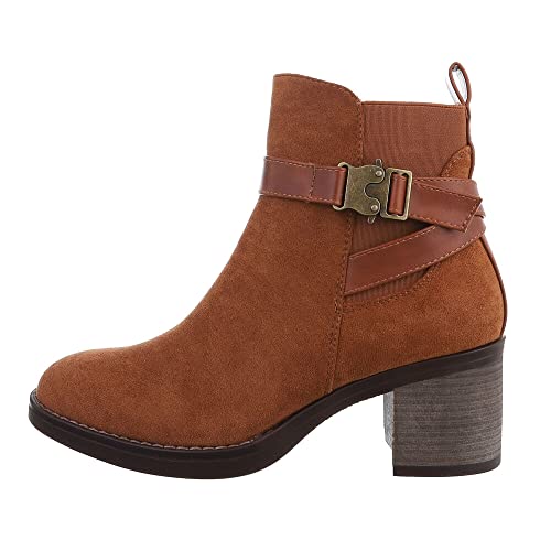 Ital Design Damenschuhe Stiefeletten Klassische Stiefeletten, 3976-, Textil, Camel, Gr. 37 von Ital Design