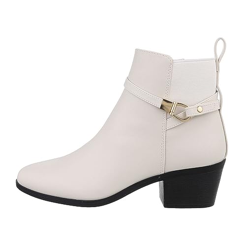 Ital Design Damenschuhe Stiefeletten Klassische Stiefeletten, 9987-1-, Kunstleder, Creme, Gr. 39 von Ital Design