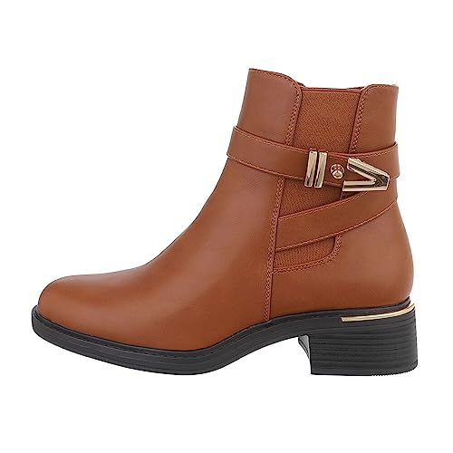 Ital Design Damenschuhe Stiefeletten Klassische Stiefeletten, DES638P-, Kunstleder, Camel, Gr. 36 von Ital Design