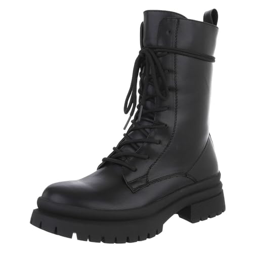 Ital Design Damenschuhe Stiefeletten Plateaustiefeletten, 21069-, Kunstleder, Schwarz, Gr. 40 von Ital Design