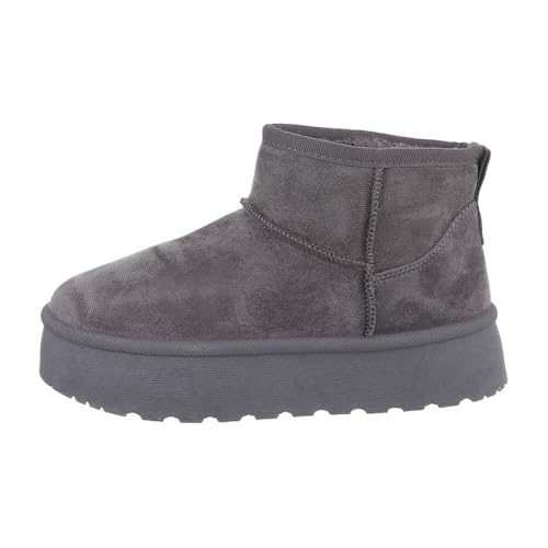 Ital Design Damenschuhe Stiefeletten Plateaustiefeletten, 2564-, Textil, Grau, Gr. 40 von Ital Design